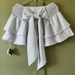 HALARA Blue and White Striped Mini Skirt